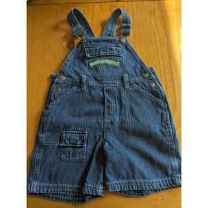 Vintage Kid Connection Boys 4T Blue Denim Shortall Overalls Island Adventure 63